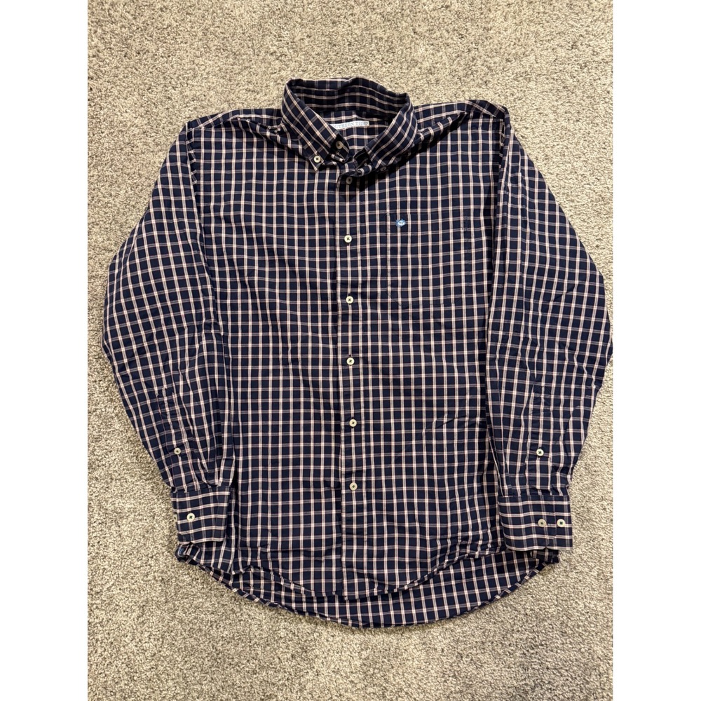 Southern Tide Shirt Men M Blue Classic Fit Gingham Check Long Sleeve Button Down